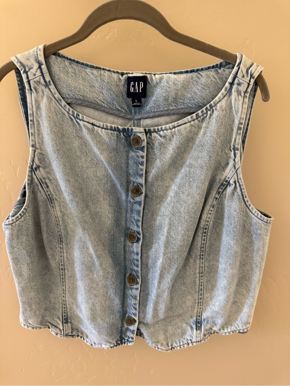 GAP Light Wash Denim Button-Front Tank